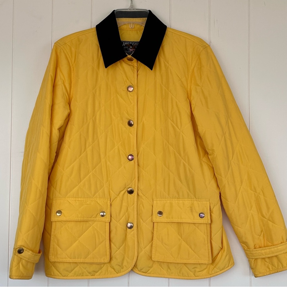 American Living Women’s Quilted Jacket with Corduroy Collar Yellow Size Large